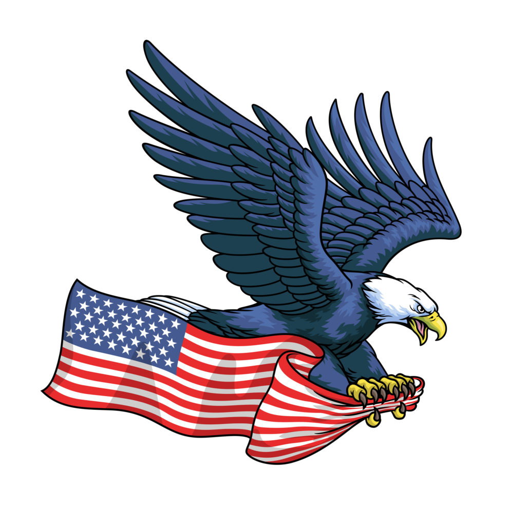 Printable American Eagle Hold The USA Flag Coloring Page - Mimi Panda