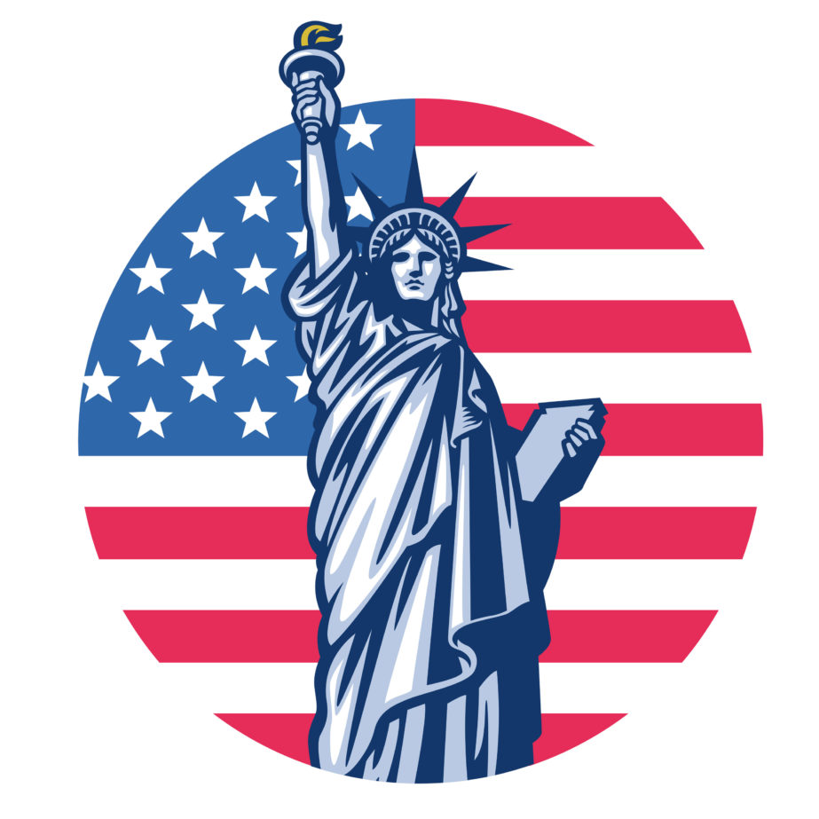 Liberty Statue With United States Flag - Original image