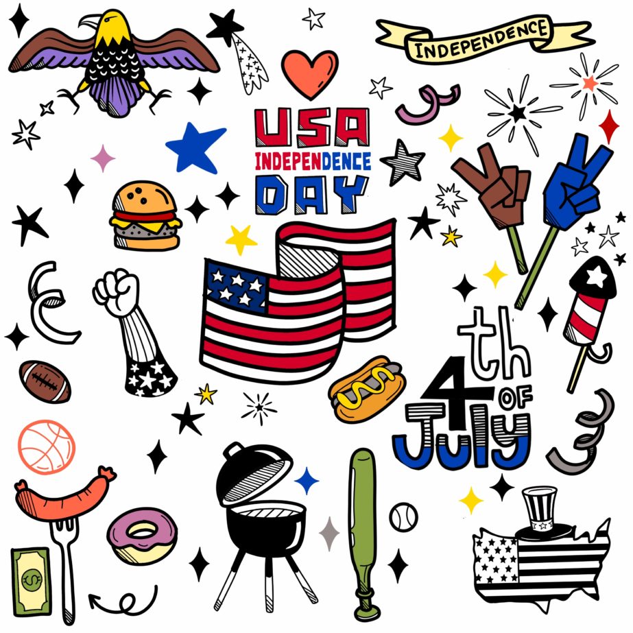 Hand Drawn Doodle Different American Objects - Original image
