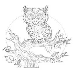 Hibou Sur Un Arbre Page à Colorier - Page de coloriage imprimable