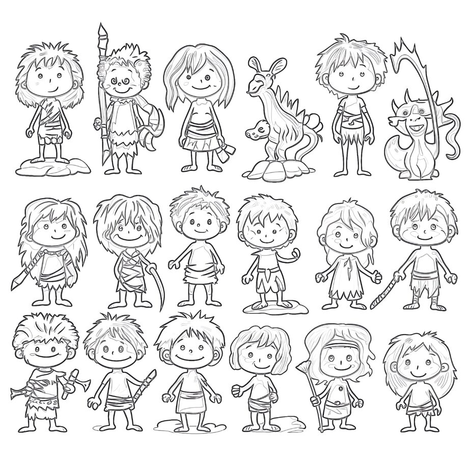 Characters Prehistoric Stone Age Coloring Page