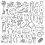 Set Of Sport Doodles Coloring Page