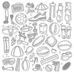 Set Of Sport Doodles - Printable Coloring page