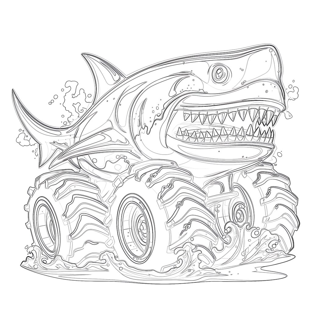 Shark Monster Truck | Coloring Pages Mimi Panda
