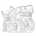 Shark Monster Truck Coloring Page