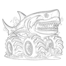 Shark Monster Truck - Printable Coloring page