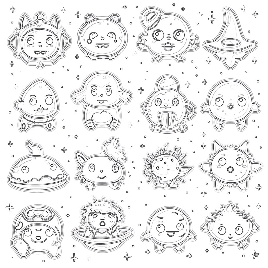 Space Animals Set Coloring Page