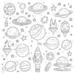 Space Objects Coloring Page