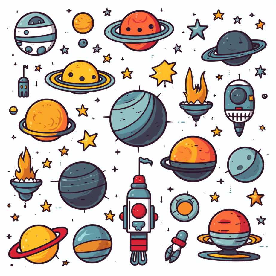 Space Objects Coloring Page 2