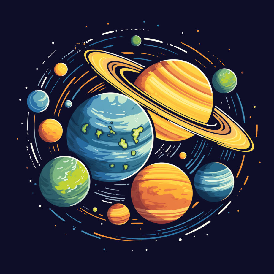 Space Theme With Planets Coloring Page 2