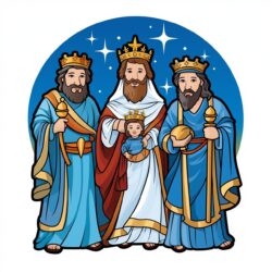 Three Wise Men Visit Baby Jesus Coloring Page - Origin image