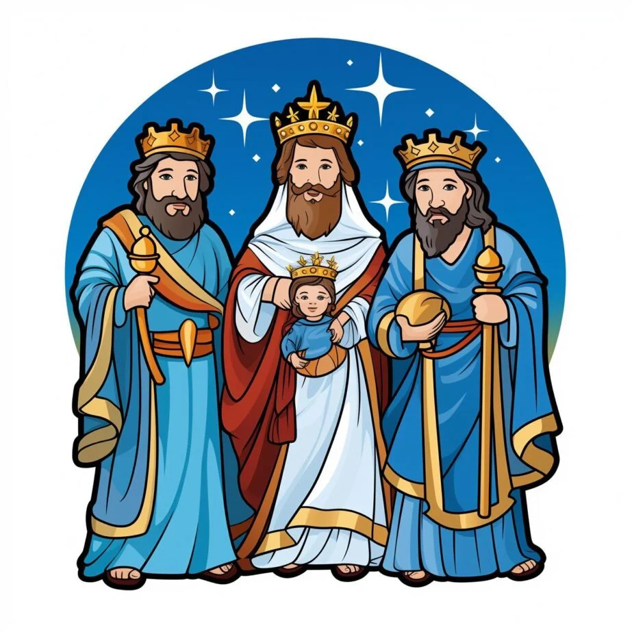 Three Wise Men Visit Baby Jesus Coloring Page 2