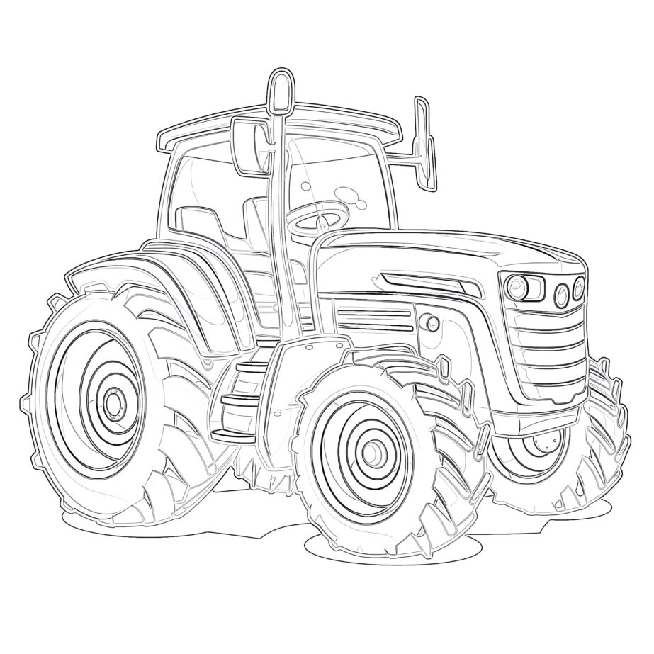 Tractor Cartoon Coloring Page