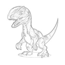 Velociraptor Dinosaur - Printable Coloring page