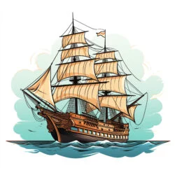 Vintage Frigate Coloring Page - Origin image