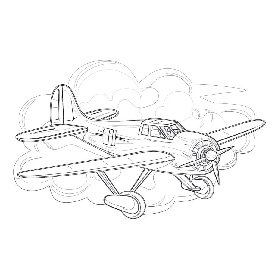 White Airplane Coloring Page
