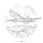 World Travel By Airplane Coloring Page