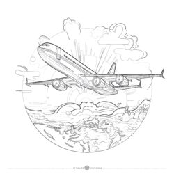 World Travel By Airplane - Printable Coloring page