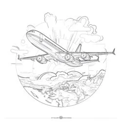 World Travel By Airplane Coloring Page - Printable Coloring page
