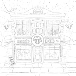 Fruits Market Building - Coloring page