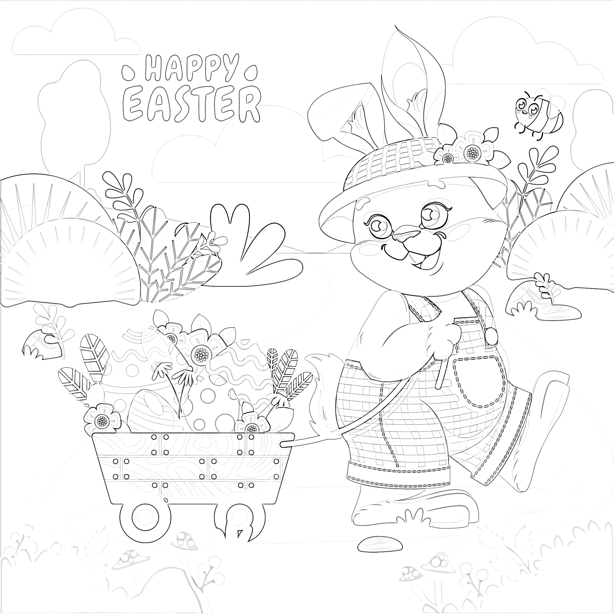Happy Easter - Coloring page