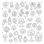 Autumn Icons Coloring Page