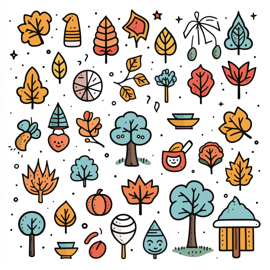 Autumn Icons Coloring Page 2