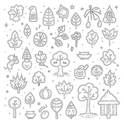 Autumn Icons - Printable Coloring page