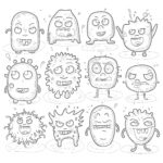 Bacteria With Facial Expressions Coloring Page