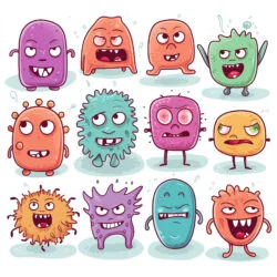 Bacteria With Facial Expressions Coloring Page - Origin image