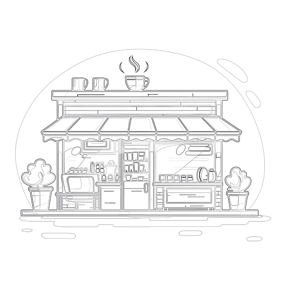 Coffee Shop Coloring Page