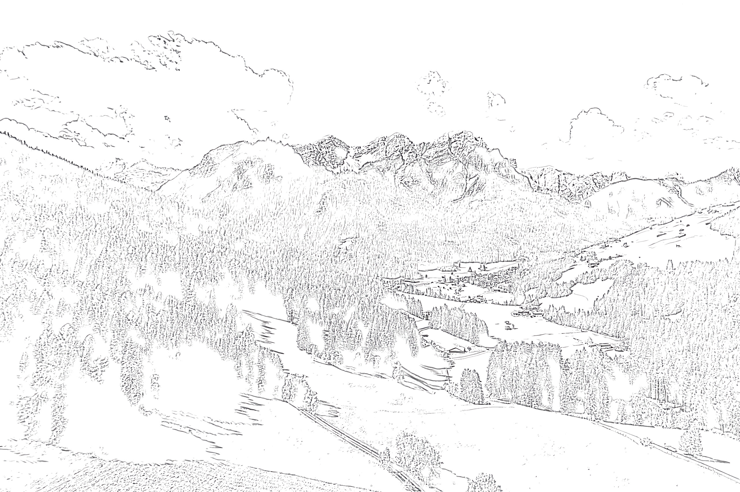View Of The Beautiful Landscape In The Alps - Coloring page