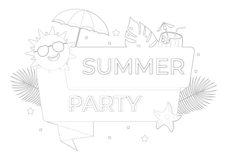Summer Party - Coloring page