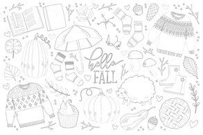 Autumn Icons - Coloring page