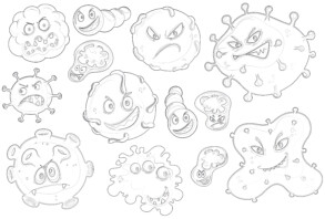 Bacteria With Facial Expressions - Coloring page