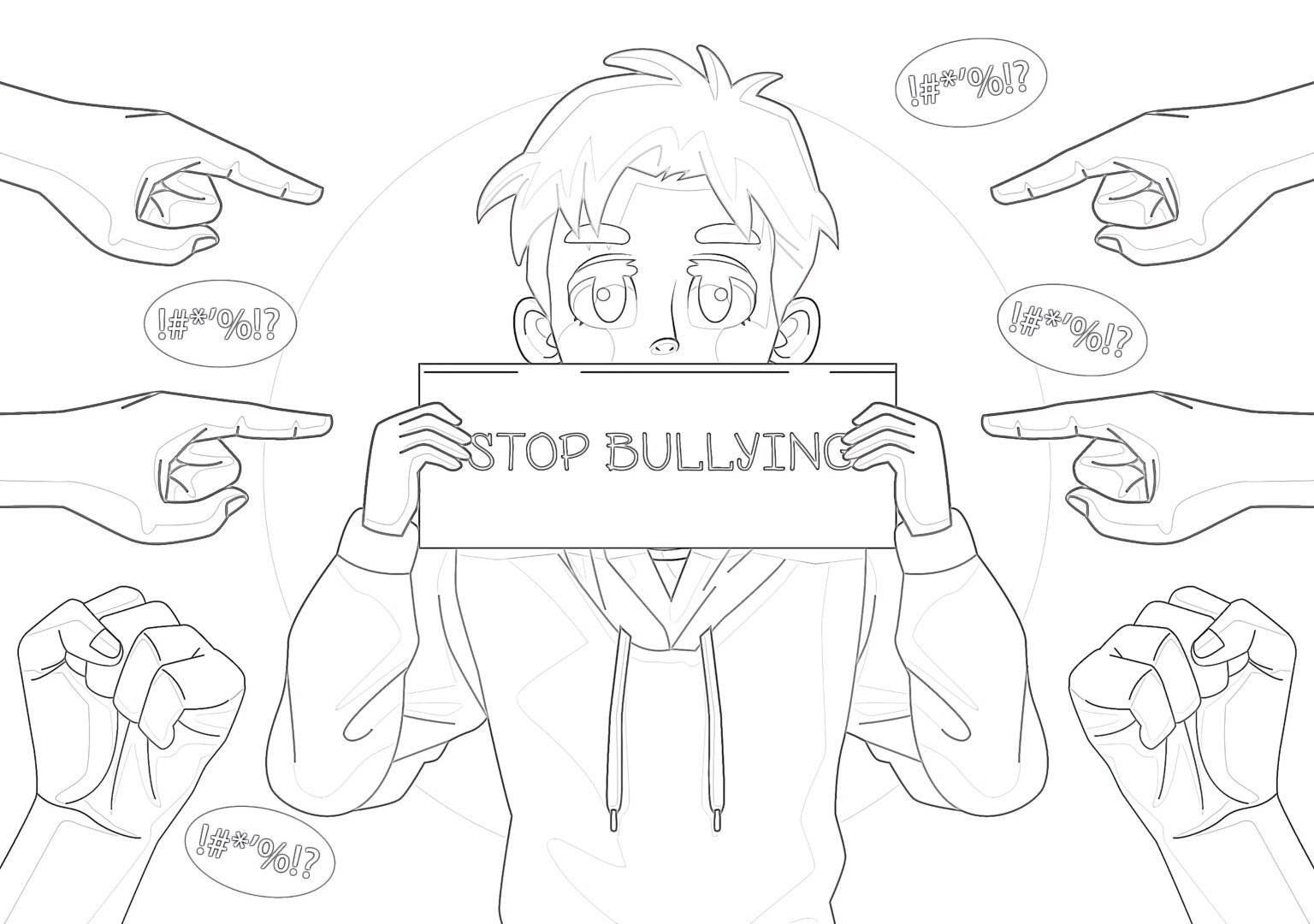 Printable Stop Bullying Coloring Page - Mimi Panda