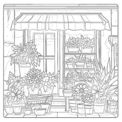 Flower Shop Coloring Page - Printable Coloring page