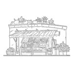 Fruits Market Building Coloring Page