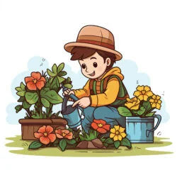 Gardening Sketch Coloring Page - Origin image