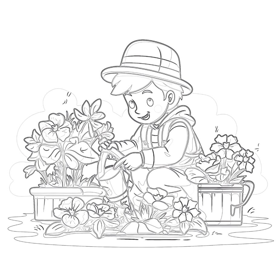Gardening Sketch Coloring Page