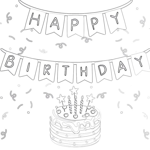 Happy Birthday To You Coloring Page | Coloring Pages Mimi Panda