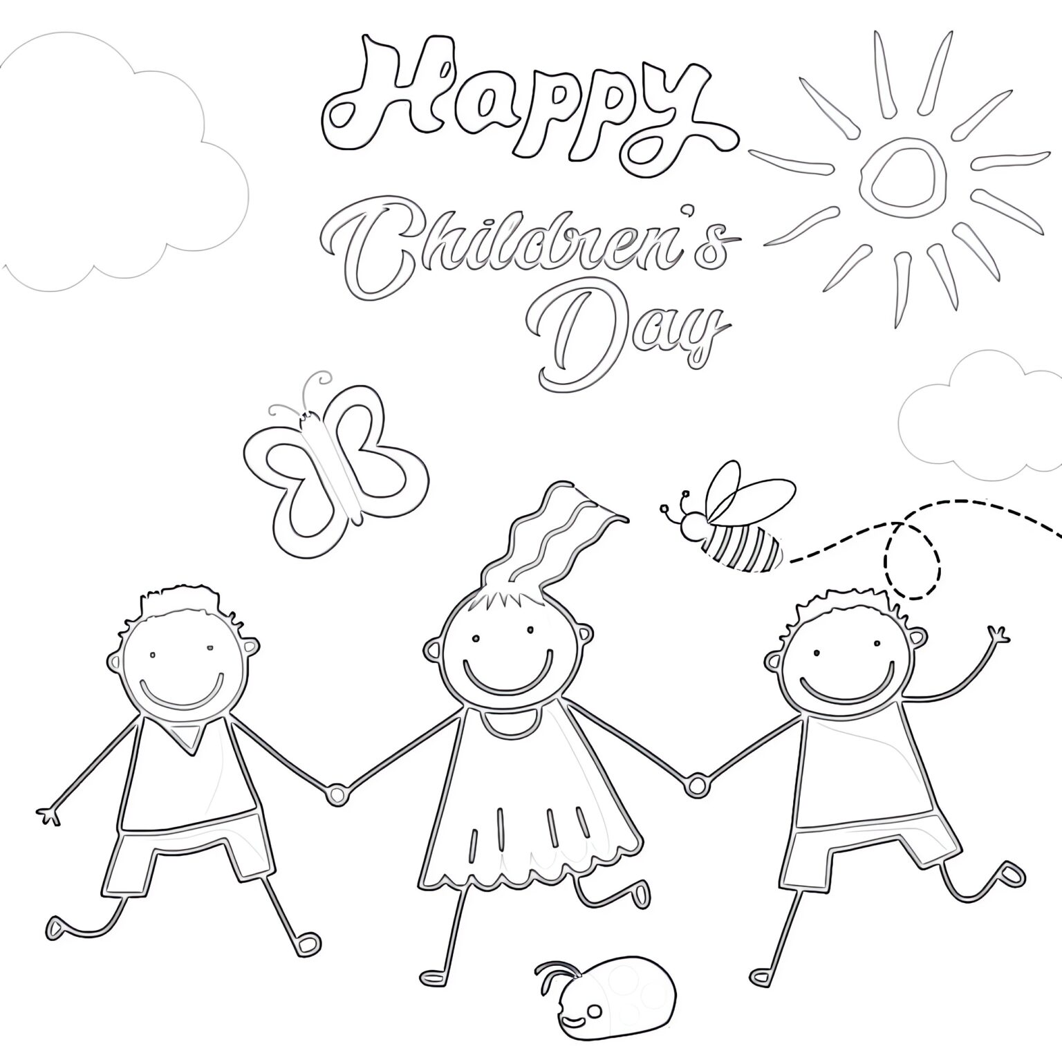 Happy Children's Day Coloring Page | Coloring Pages Mimi Panda