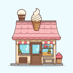 Ice Cream Shop Coloring Page - Origin image