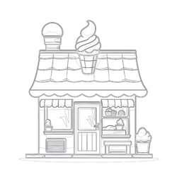 Ice Cream Shop Coloring Page - Printable Coloring page