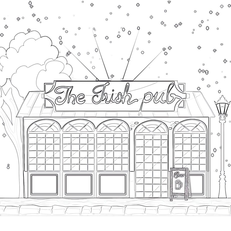 Irish Pub Coloring Page