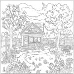 Spring Backyard Coloring Page