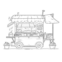 Street Food Coloring Page - Printable Coloring page