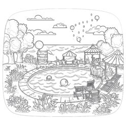 Summer Party - Printable Coloring page