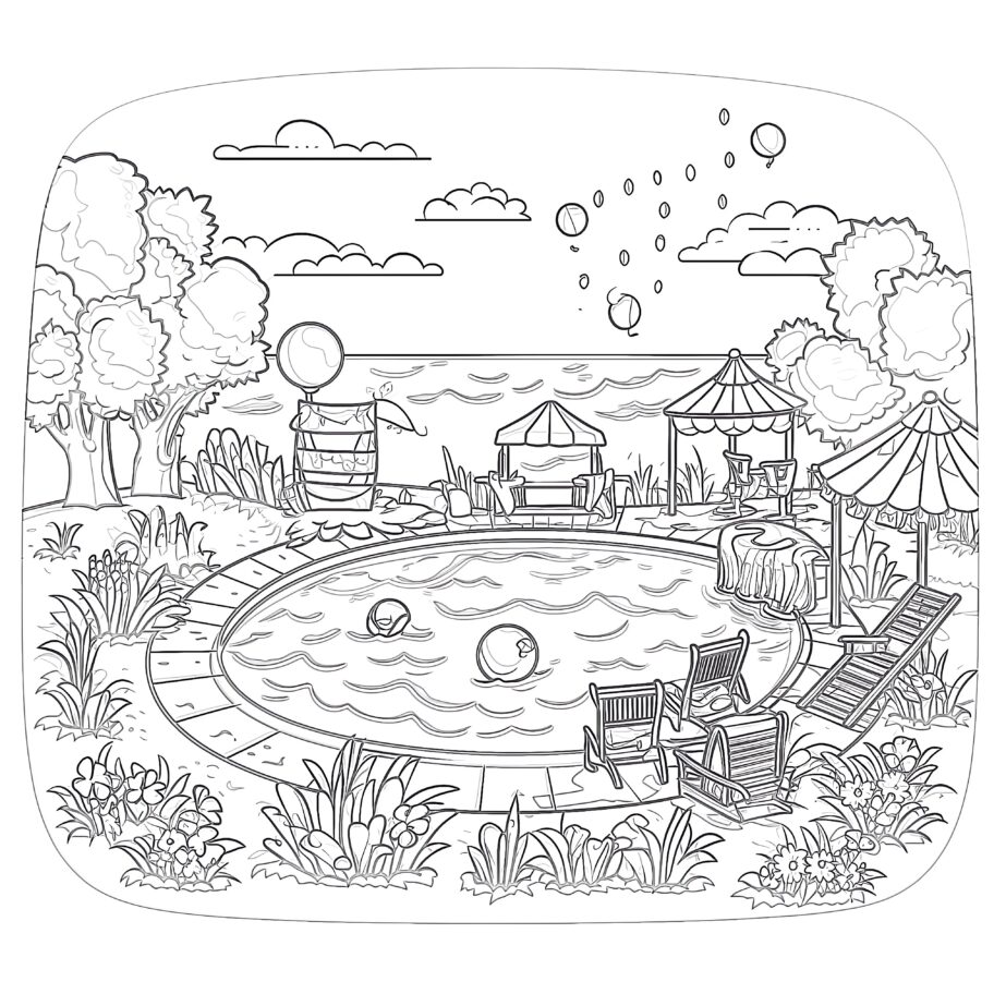Summer Party Coloring Page