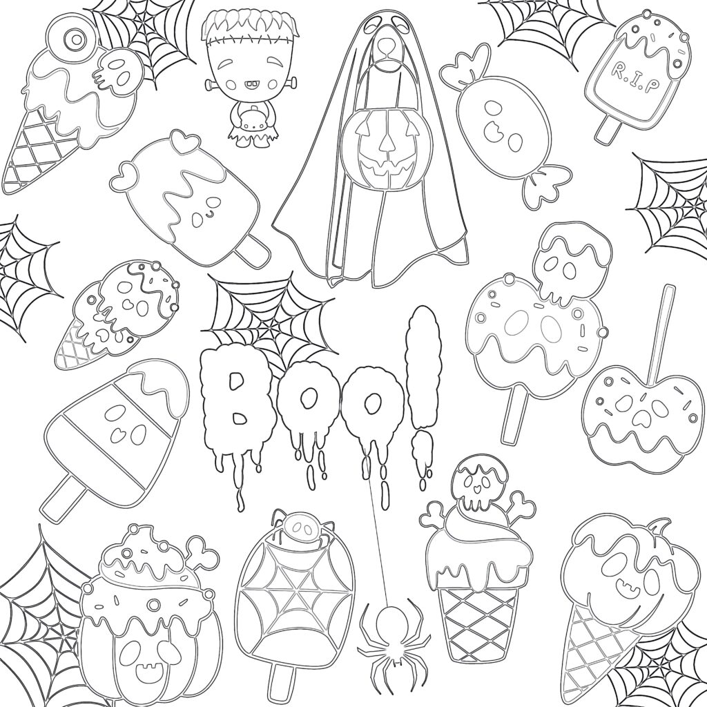 Trick Or Treat Coloring Page | Coloring Pages Mimi Panda